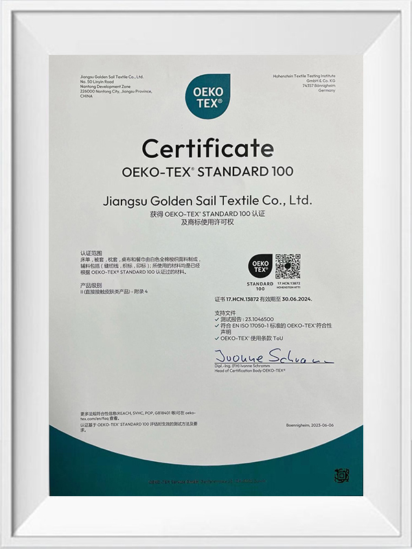 Certificaat oeko-tex standaard 100